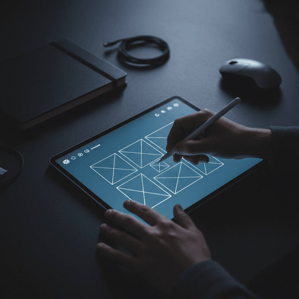 Designer working on product wireframes